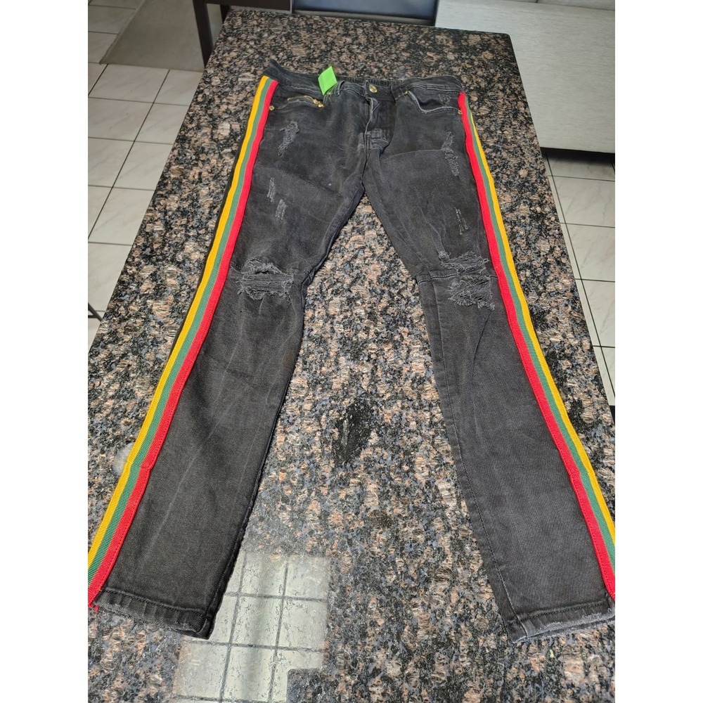 MEN'S ELITE PERMIUM STRIPED DENIM (BLACK) Size 32x32‎